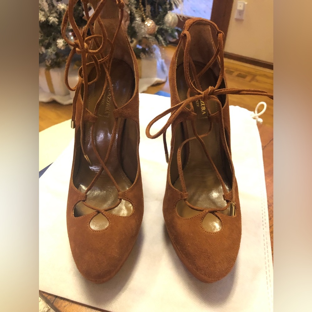 Aquazzura Suede Studded Accents Pumps